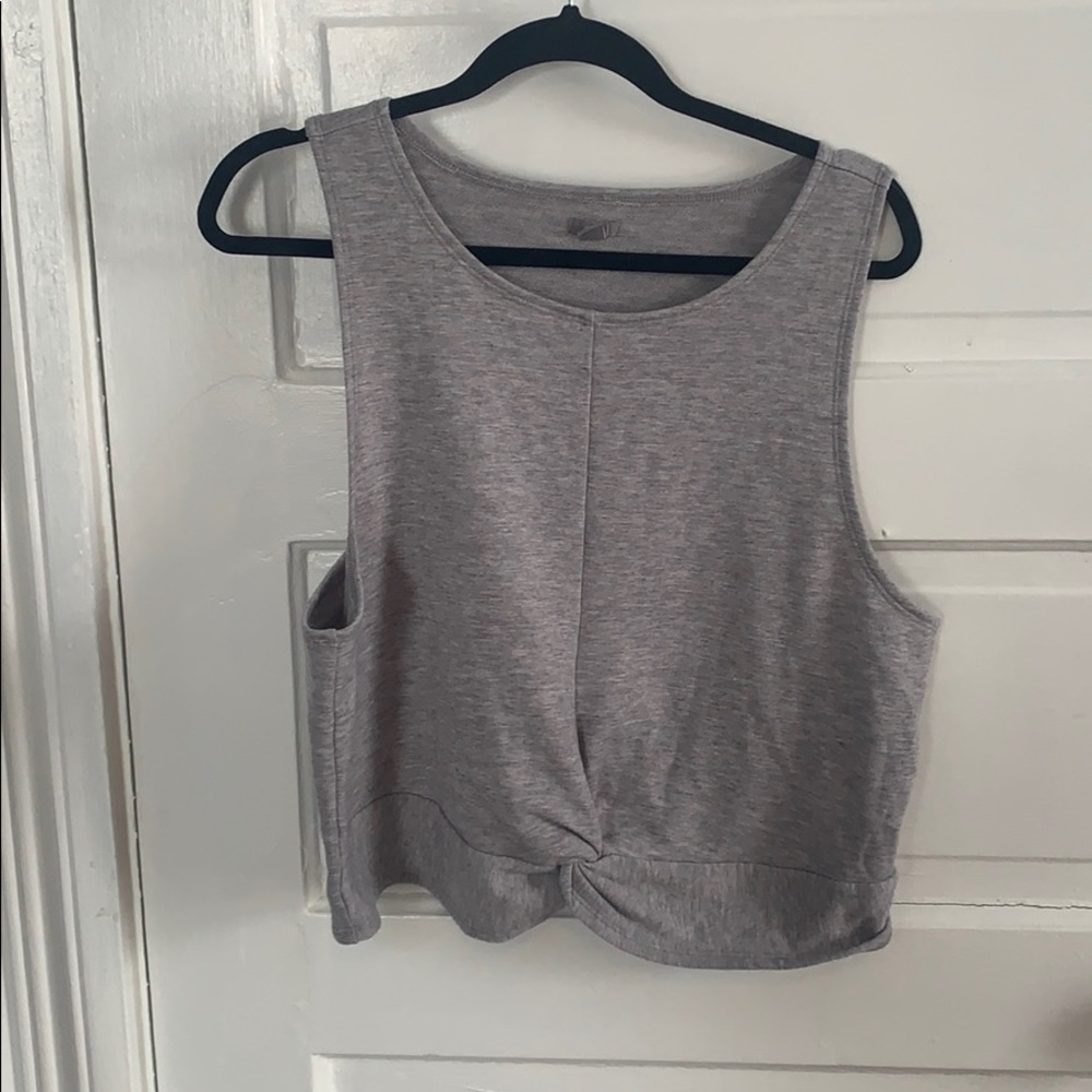 Grey cropped aerie top with accent hem